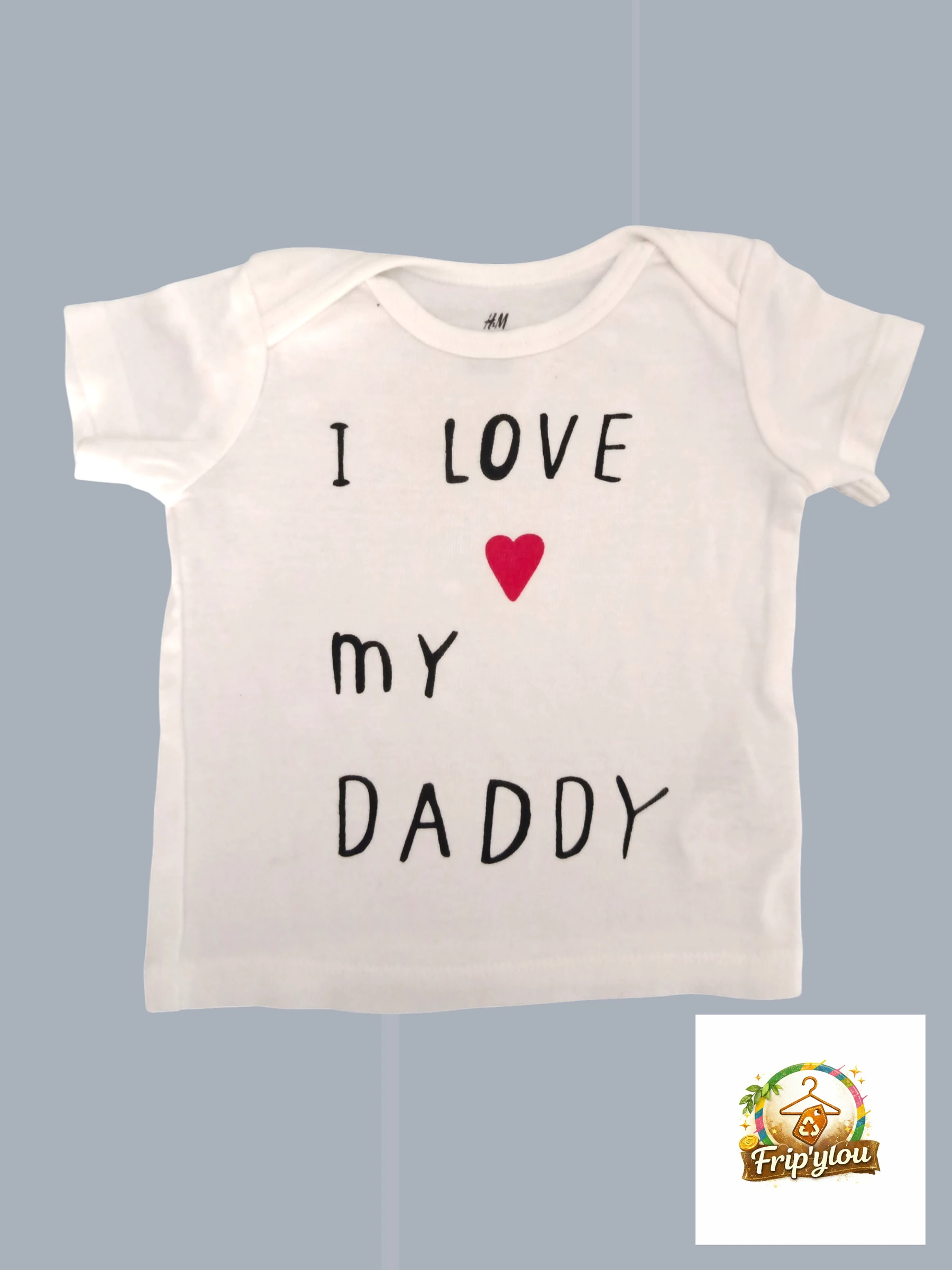 T-shirt bébé mixte H&M "I Love My Daddy" – 62cm – Coton bio A1740